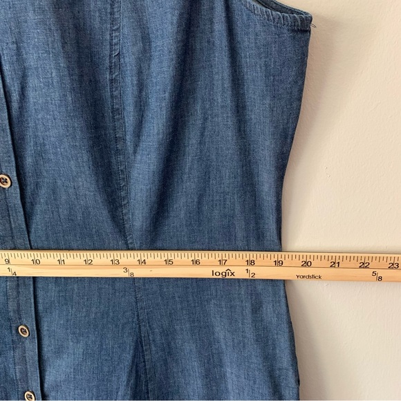 NEW Anne Klein Diana Sleeveless Collared Denim Button Up Shirt Dress Size 14 - Picture 13 of 15